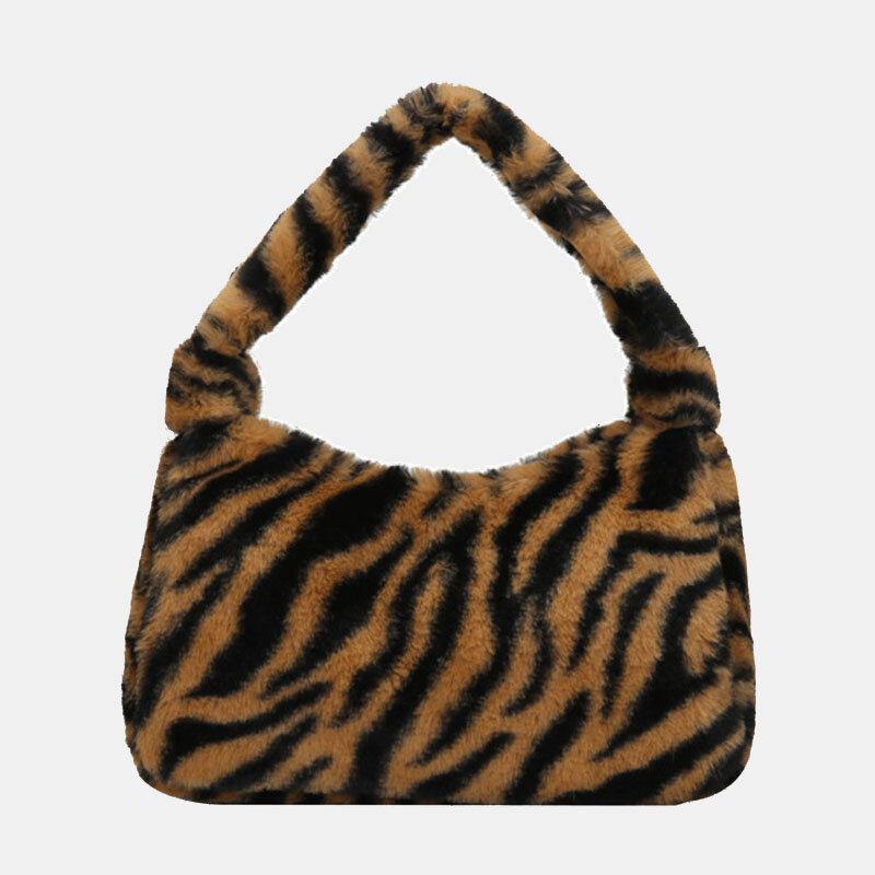 lovevop Women Felt Soft Mini All-match Underarm Stripe Pattern Handbag Shoulder Bag