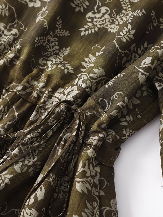 Cotton And Linen Floral Dress