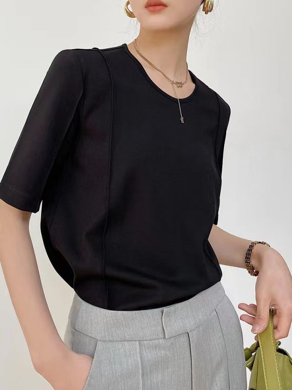 lovevop Tencel Cotton Round Neck Half Sleeve T-Shirt