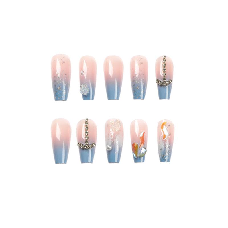 lovevop Chain Pearl Rhinestone Nails