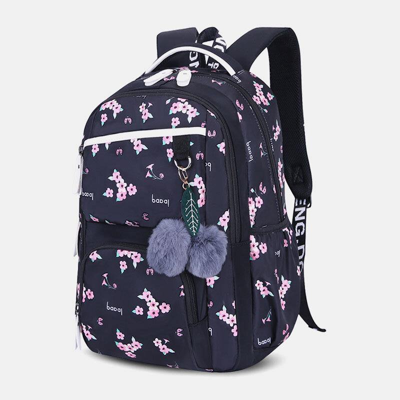 lovevop Women Fluffy Ball Print Anti-theft Multifunction Laptop Bag Backpack