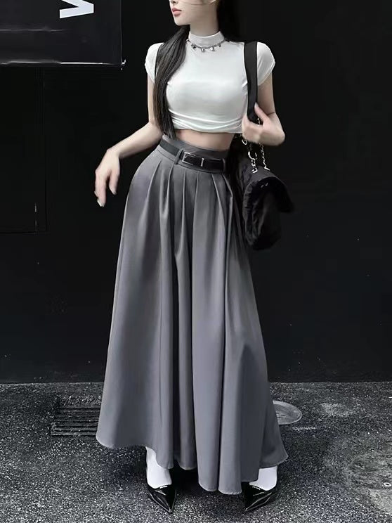 lovevop Short T-Shirt&High Waist Suit Skirt 2 Sets