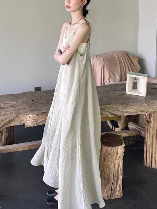 lovevop Vacation Sleeveless Sling A-line Long Dress