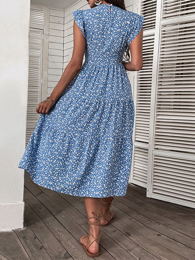 Vintage High Waist Floral Loose Fit Dress