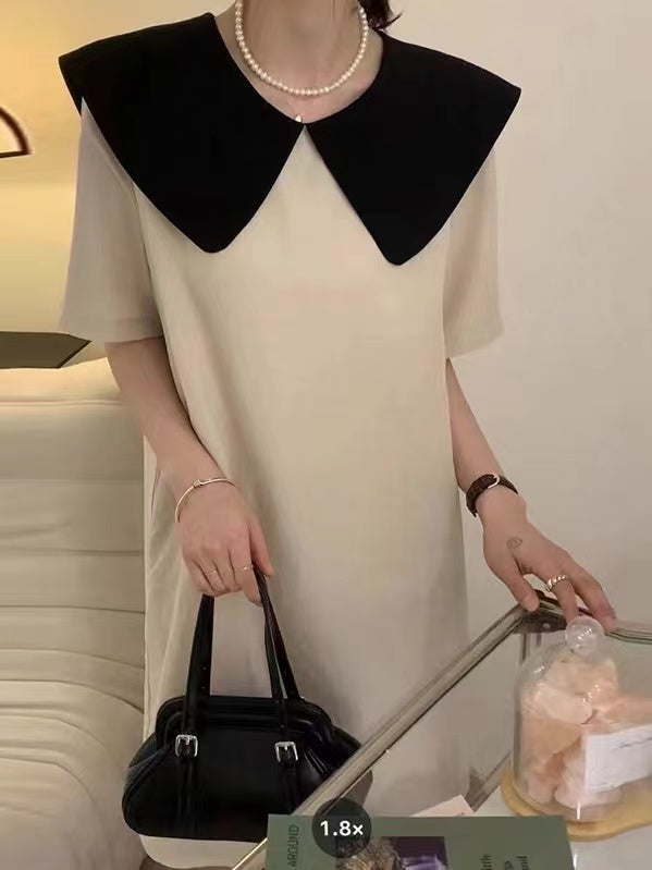 lovevop Elegant Back Bow Big Lapel Classic Dress