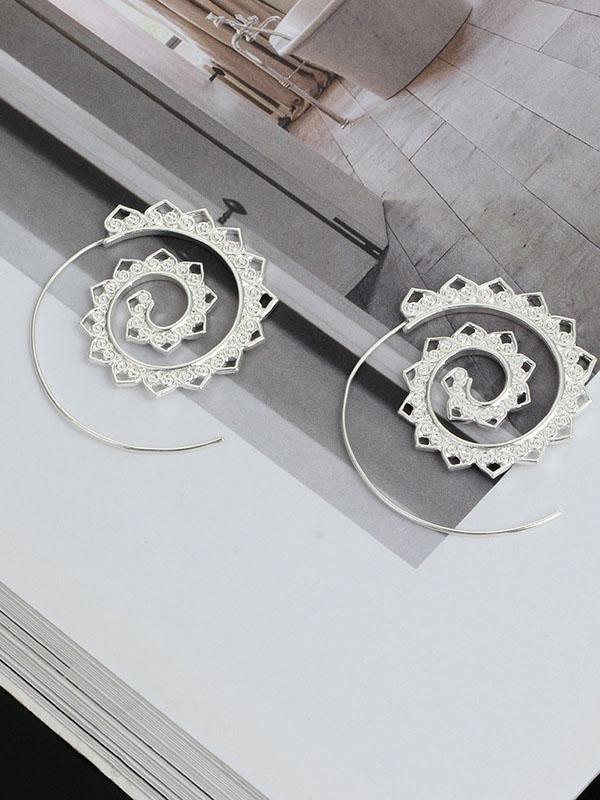 lovevop Retro Alloy Heliciform Hollow Earrings