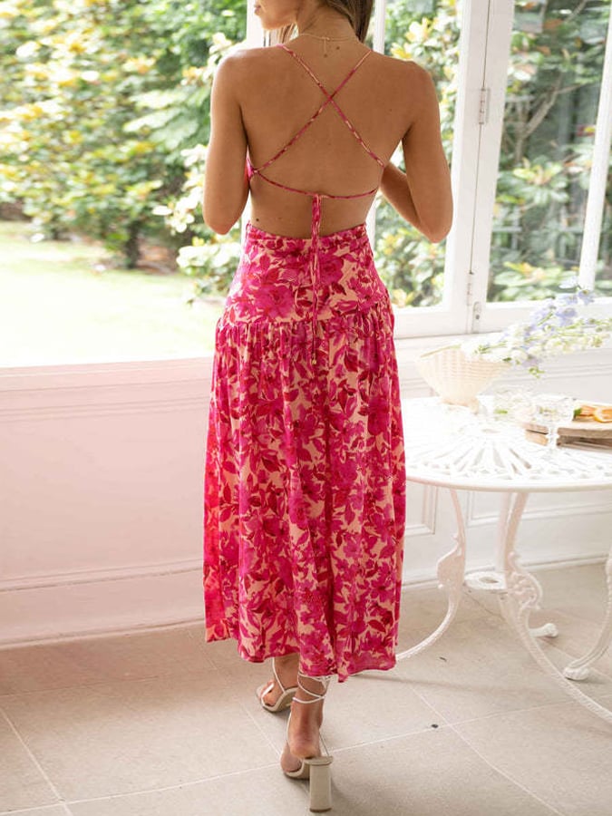 Women'S Irregular Sleeveless Backless Hem Slit Dress