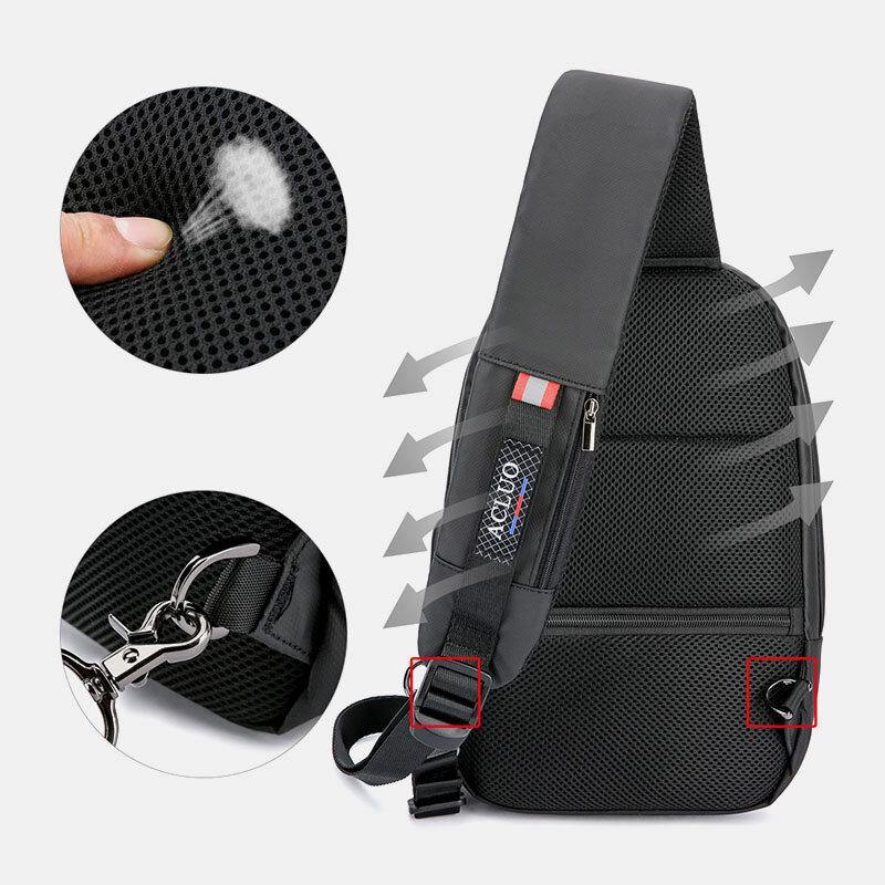 lovevop Men USB Charging Waterproof Chest Bag Casual Detachable Shoulder Strap Breathable Crossbody Bags Shoulder Bag