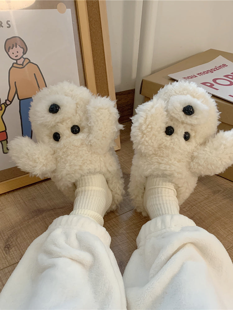 lovevop Cute Bear Cartoon Furry Slippers