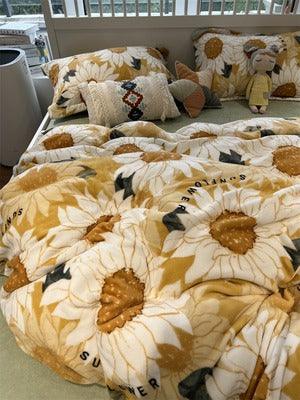 lovevop Thick Double-sided Flannel Warm Four-piece set