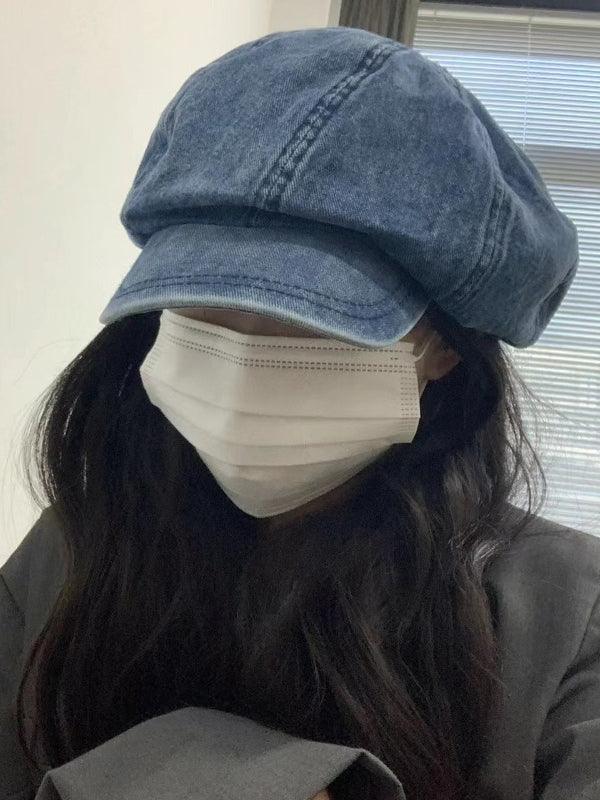 lovevop Vintage Denim Beret Hat
