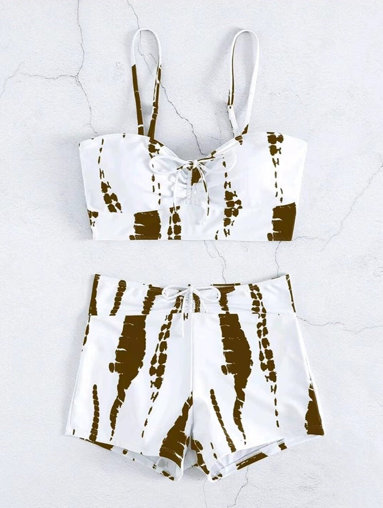 Tie Dye Bikini & High Waist Shorts Swimsuit