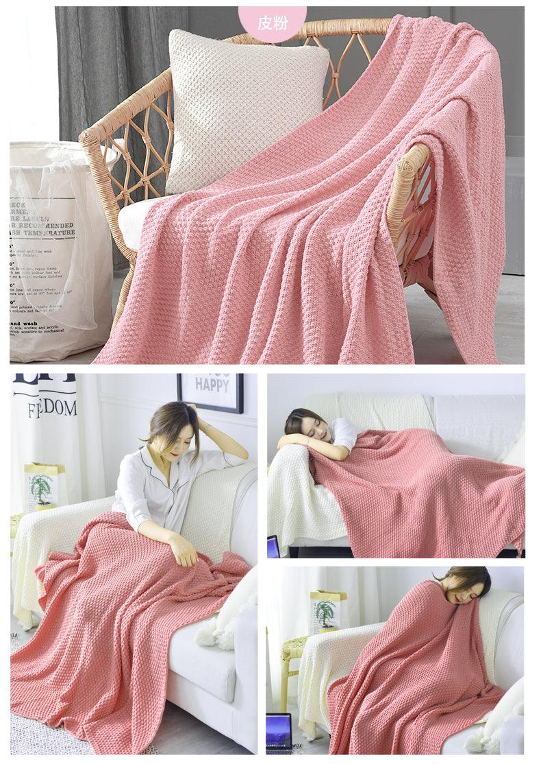 lovevop Fringe Knit Ball Yarn Sofa Cover Blanket