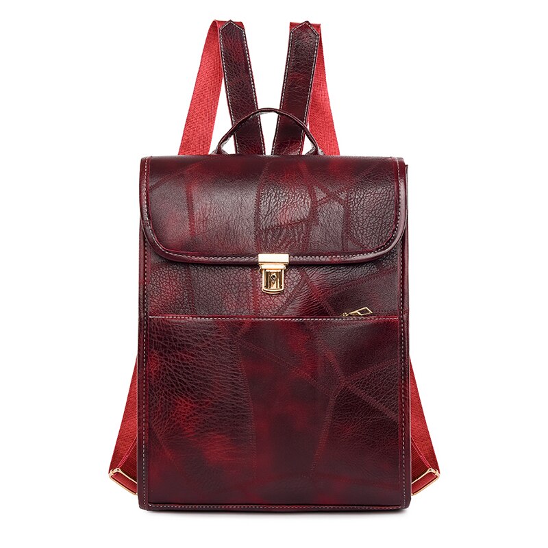 maoxiangshop - Fashion Women Backpack Vintage Leather Backpack for Teenage Girls School Bag Large Capacity Female Shoulder Bag Bagpack Mochila