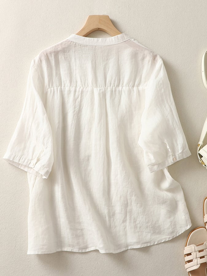 Lovevop Pocket Embroidery Simple And Versatile Shirt