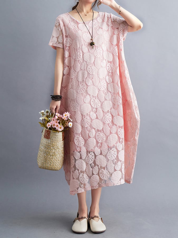 Lovevop Mesh Jacquard Loose Dress