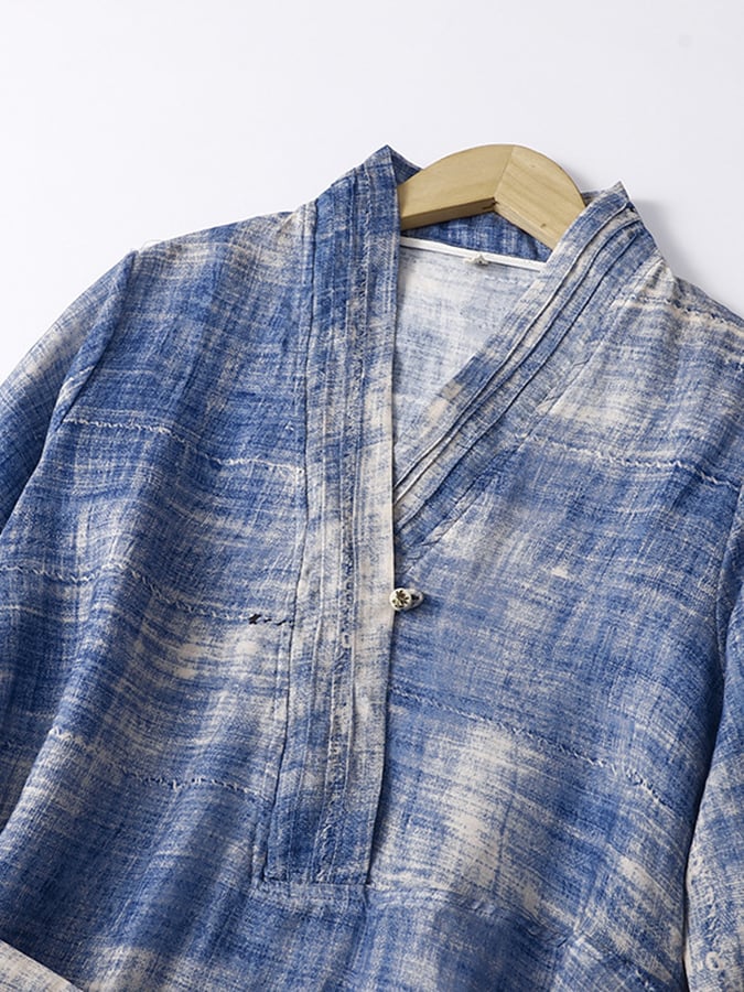 Cotton And Linen Retro Waistband Dress