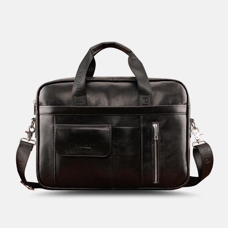 lovevop Men Genuine Leather Multifunction Large Capacity Multi-pocket Crossbody Bag Shoulder Bag Handbag Messenger Briefcase