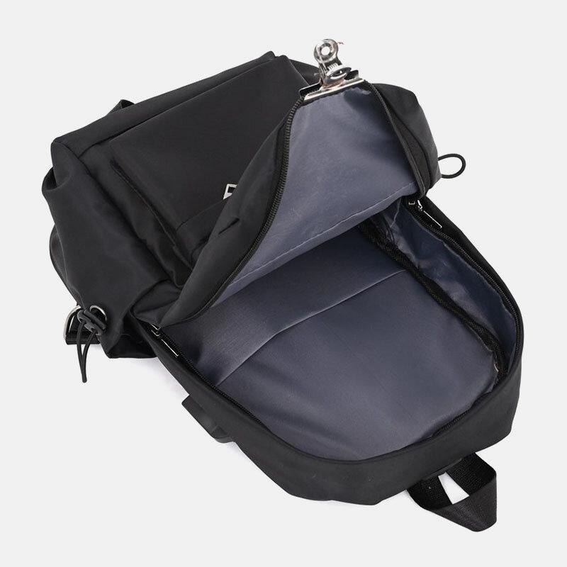 lovevop Men Oxford Large Capacity Chest Bag Multi-pockets Crossbody Bag Shoulder Bag