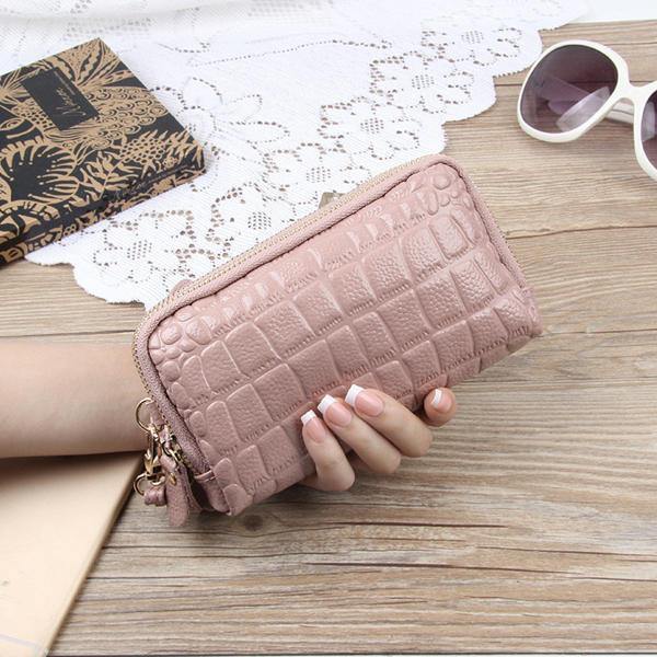 lovevop Women Stone Pattern Clutches Bags Double Zipper Long Wallet Card Holder 5.5'' Phone Purse