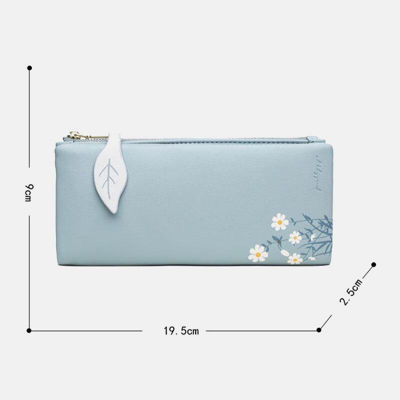 lovevop Women 13 Card Slots Bifold Flower Printed Long Wallet Clutches Bag
