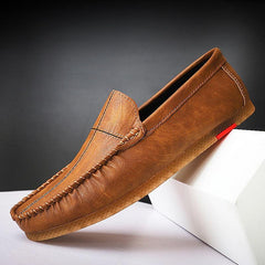 lovevop Doudou Men's Casual Lazy Small Leather Lightweight Driving Men's Soft-soled Men's Shoes