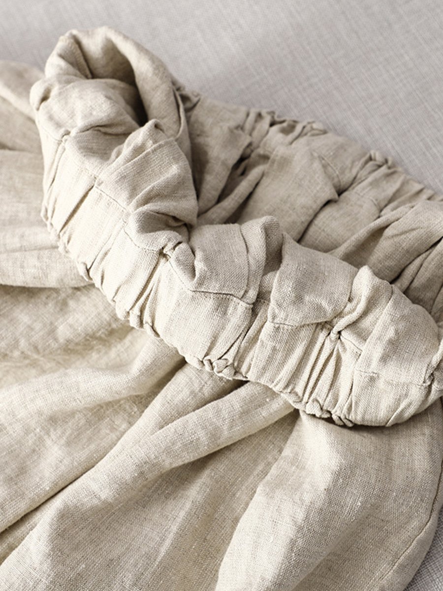 Lovevop Women's Literary Retro Solid Color Pleated Skirt