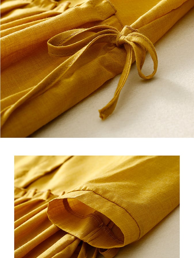 Lovevop Simple Artistic Drawstring Midi Dress