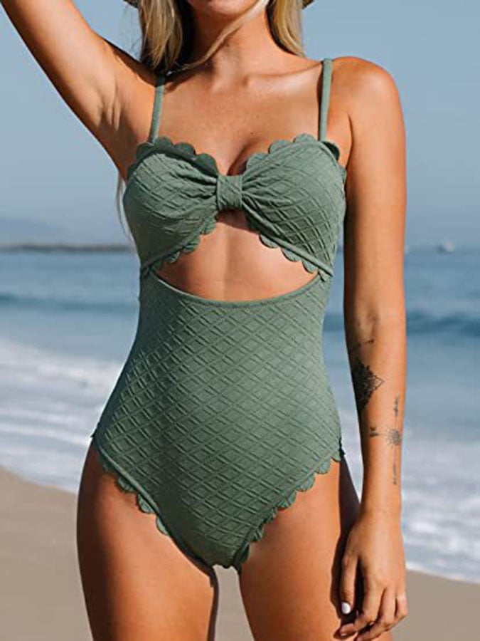 Women's Sexy Cutout Scallop Trim Bathing Swimwear