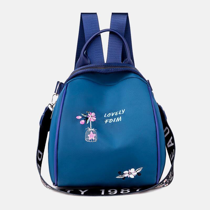 lovevop Women Oxford Waterproof Embroidery Ethnic Multi-carry Backpack