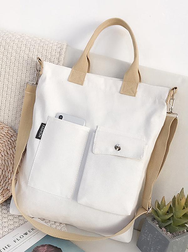 lovevop 3 Colors With-pockets Canvas Handbag