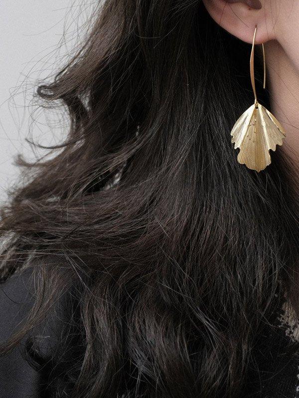 lovevop Retro Simple Leaf Shape Eardrop Earrings Accessories