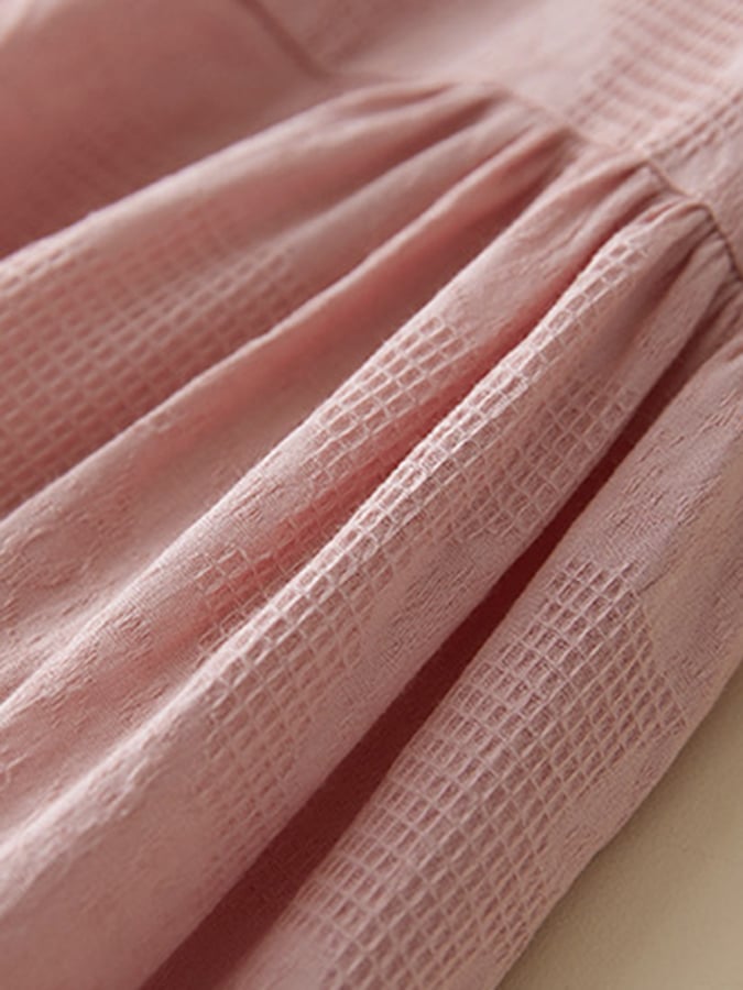 Lovevop Ethnic Style Jacquard Retro Button Loose Cotton Linen Dress