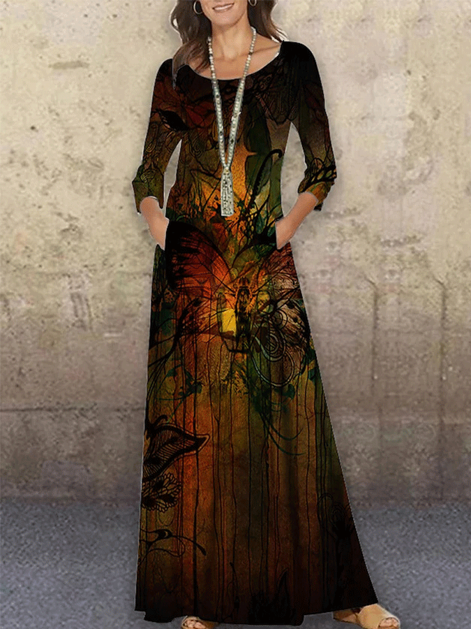 Women's Vintage Floral Print Casual Dress