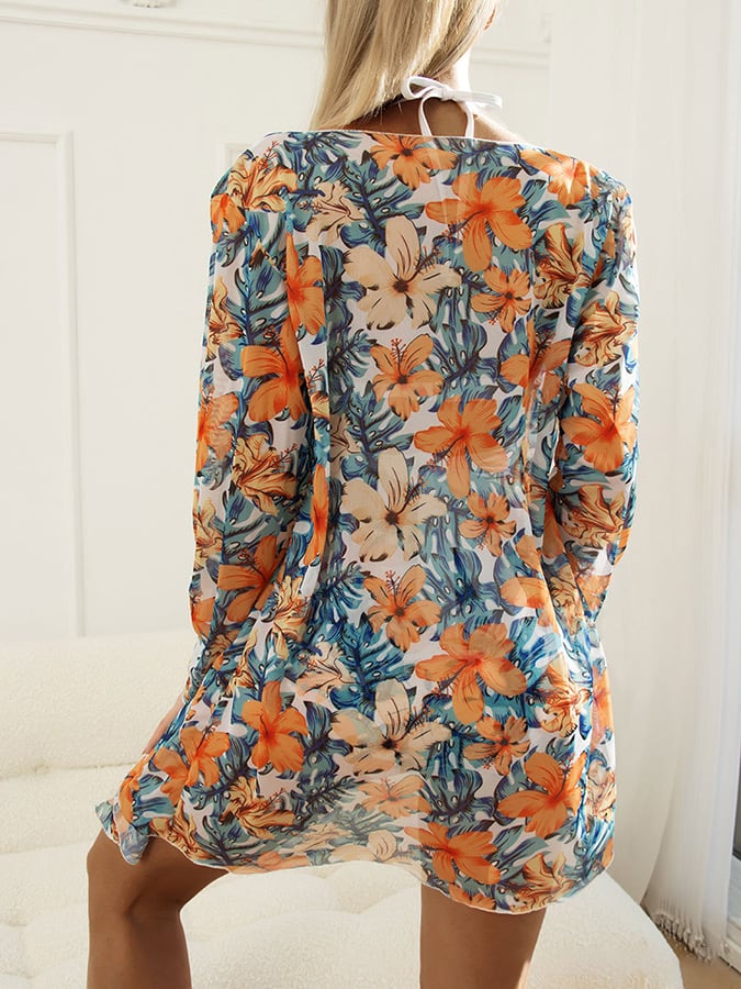 Sexy Print Sunscreen Beach Three-piece Set