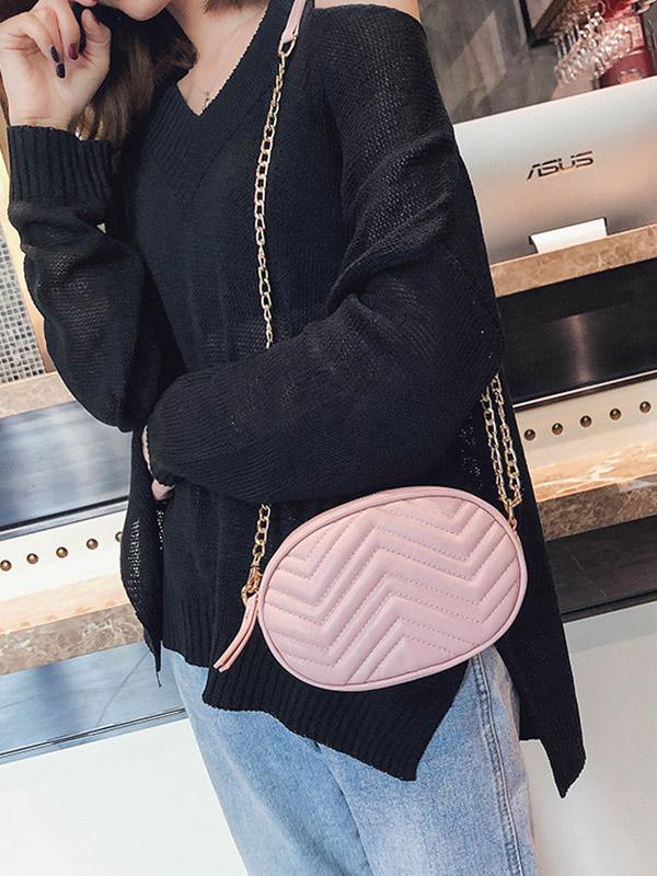 lovevop Wave Pattern Rhombic One Shoulder Chain Bag