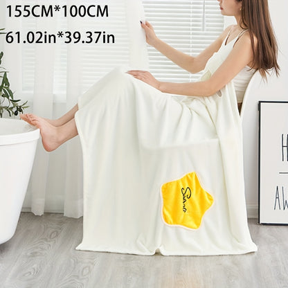 1pc Plush Quick-Drying Spa Bathrobe with Pocket - Bath Towels for Women with Thick Straps, Absorbent, Comfortable, Soft Wrap Towel for Home, Bathroom, Sauna, and Daily Use - Luxurious Bathroom Accessories for Relaxation
