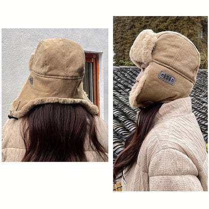 Winter Sports Bomber Hat Unisex - Polyester 100% Warm Earflap Pilot Cap with Buckle Closure, Lightweight, Non-Stretch, Knitted Craftsmanship, No Power Needed