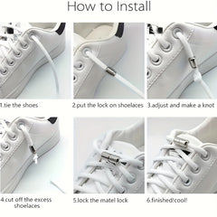 「lovevop」No Tie Shoe Laces Lazy Elastic Shoelaces Metal Capsule Button For Any Kids Adult Shoes