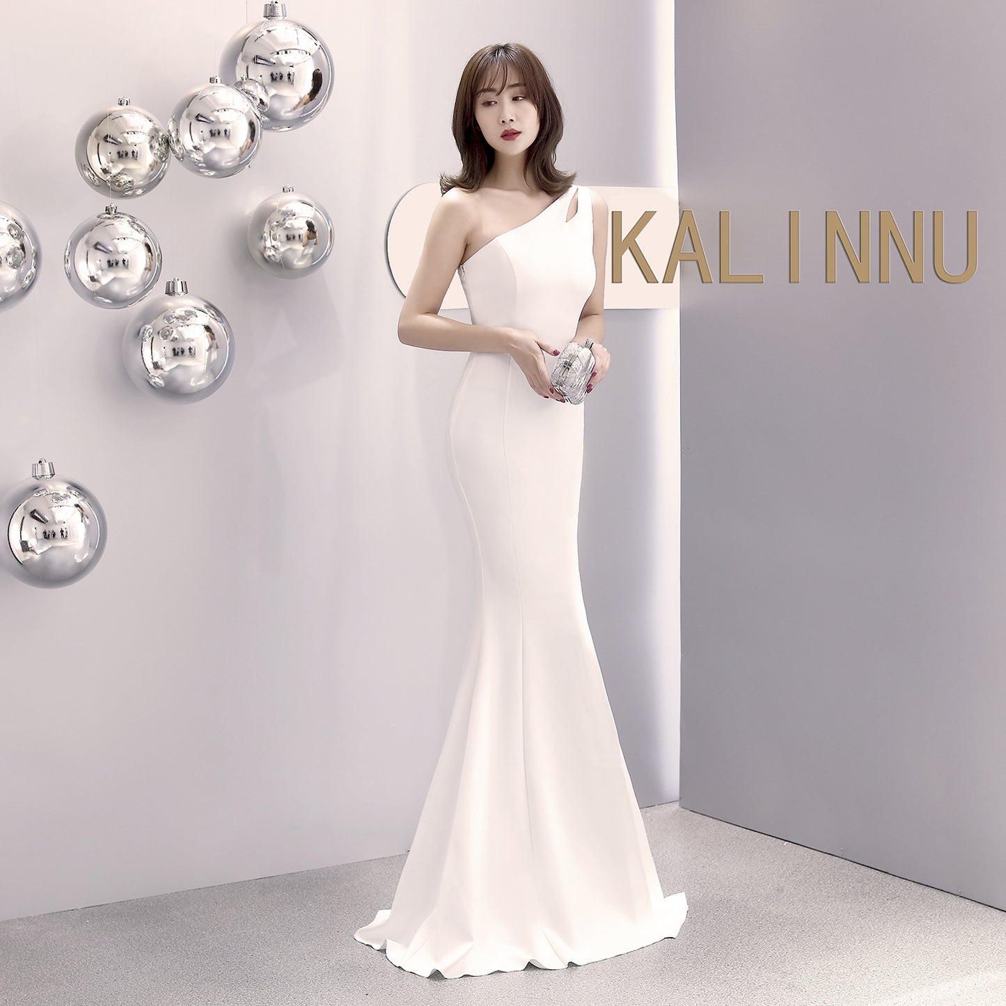 1012 #banquet evening dress long autumn and winter one-shoulder split slim-fitting fishtail dress hostess dress
