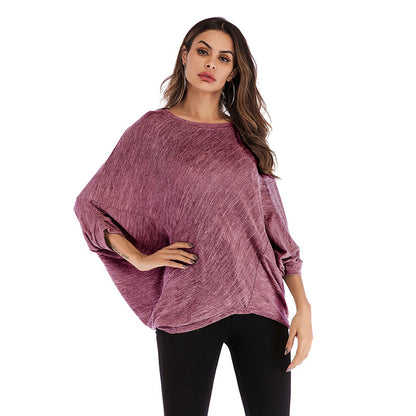 LOVEVOP popular Autumn  wishebay New women's clothing 2025 solid color tops women's bat sleeves women's knitted sweater