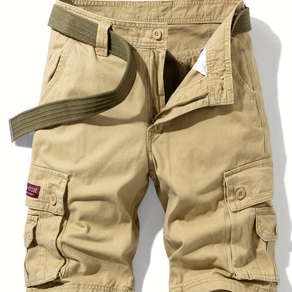 「lovevop」Spring And Summer, Men's Cargo Shorts, Pure Cotton, Casual Beach Pants, Breathable And Multipockets Without Belt