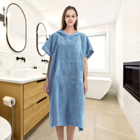 1pc Unisex Luxury Microfiber Bath Robe - Ultra Absorbent, Quick Dry, Hooded with Pockets - Perfect for Indoor Lounging & Outdoor Adventures