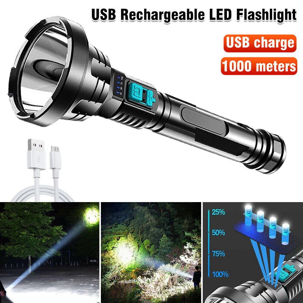 「lovevop」12000000LM LED Flashlight Rechargeable USB High Powered Super Bright Torch Lamp IPX6 Waterproof Flashlight for Camping Fishing