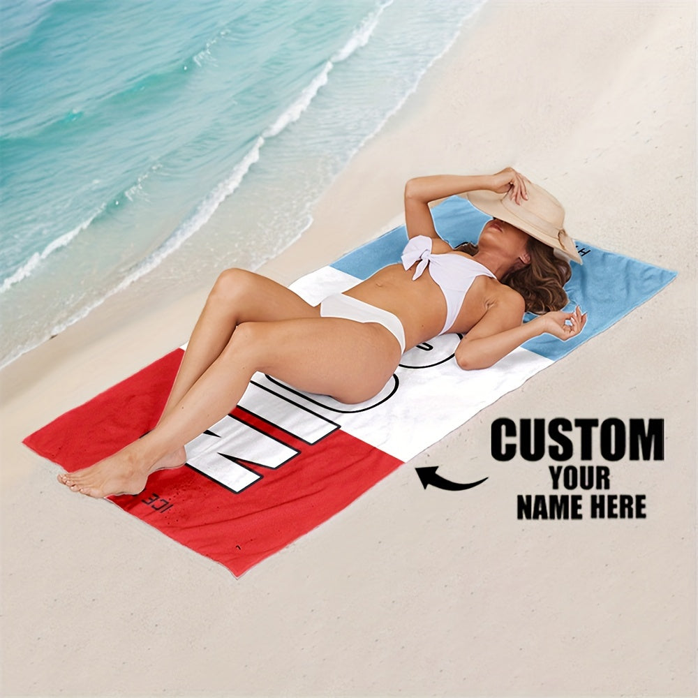 Custom Name Beach Towel - Personalized Polyester Bath & Pool Towel, Perfect for Vacation Gifts & Holiday Presents