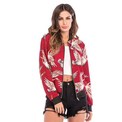 LOVEVOP Hot   trade autumn and winter baseball jersey 2025 women's clothing long-sleeved zipper printed jacket jacket women