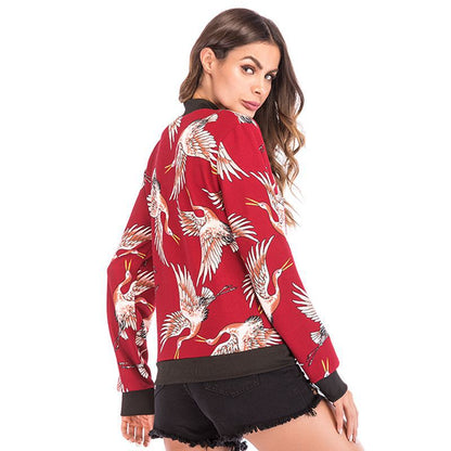 LOVEVOP Hot   trade autumn and winter baseball jersey 2025 women's clothing long-sleeved zipper printed jacket jacket women