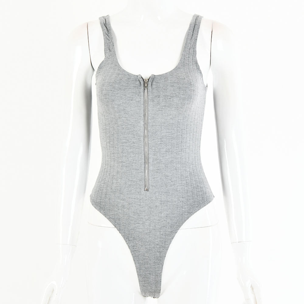 2025 women's clothing New hot-selling  summer new Spice Girl sexy low-cut bottoming shirt solid color backless onesie