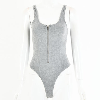 2025 women's clothing New hot-selling  summer new Spice Girl sexy low-cut bottoming shirt solid color backless onesie