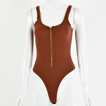 2025 women's clothing New hot-selling  summer new Spice Girl sexy low-cut bottoming shirt solid color backless onesie